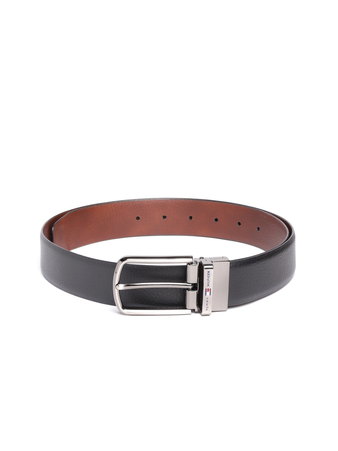 

Tommy Hilfiger Men Black & Tan Brown Solid Reversible Leather Belt