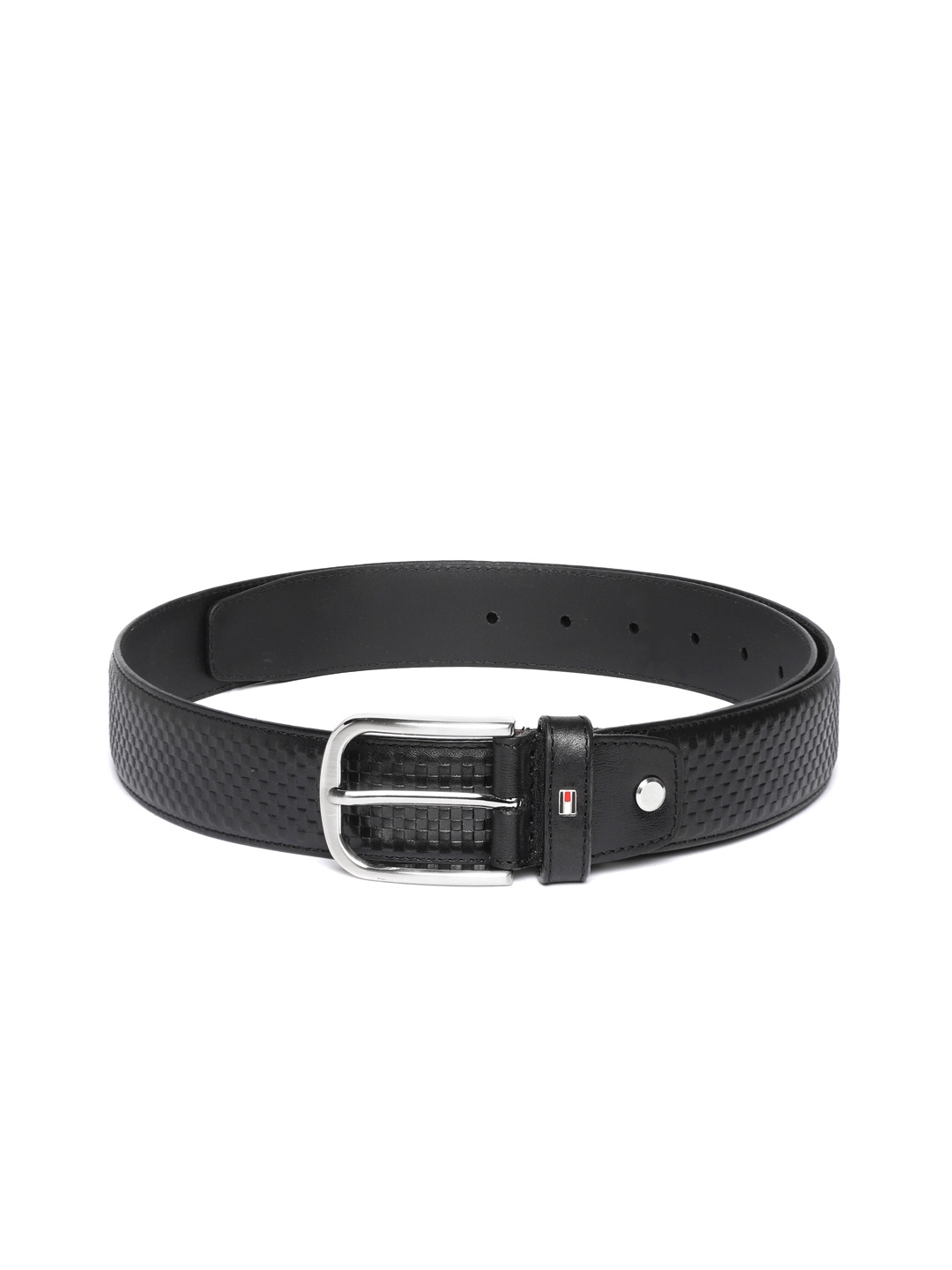 

Tommy Hilfiger Men Black Textured Leather Belt