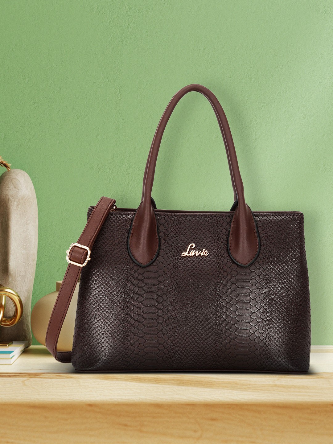 

Lavie Ficus 1 Brown Animal Textured Structured Handheld Bag