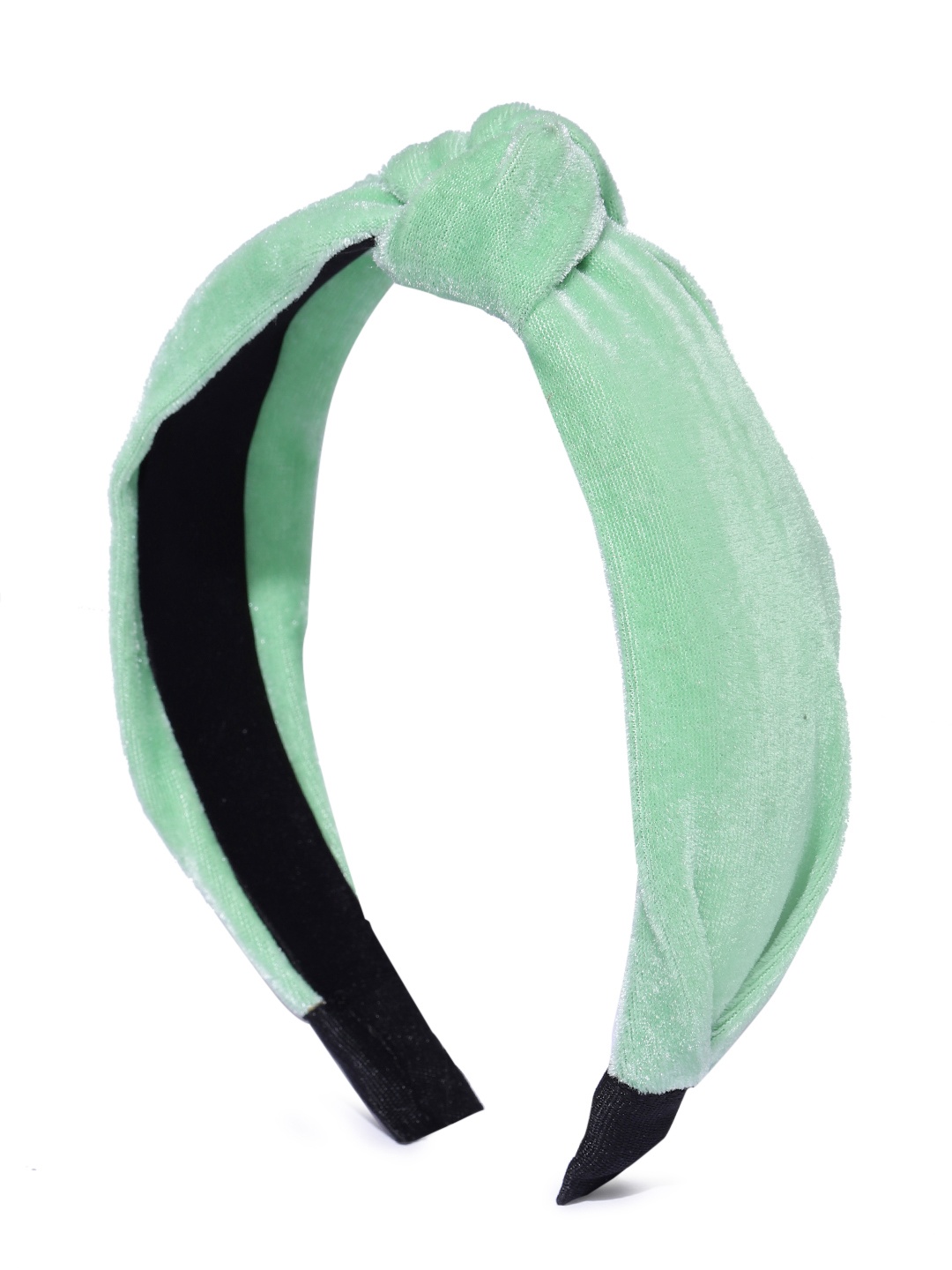

Blueberry Women Green Velvet Hairband with Knot Detail