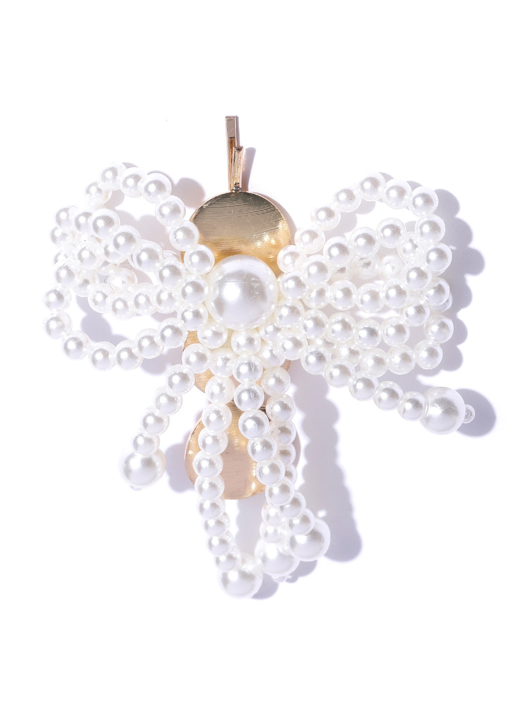 

Blueberry Women White & Gold-Toned Beaded Bee-Shaped Bobby Pin