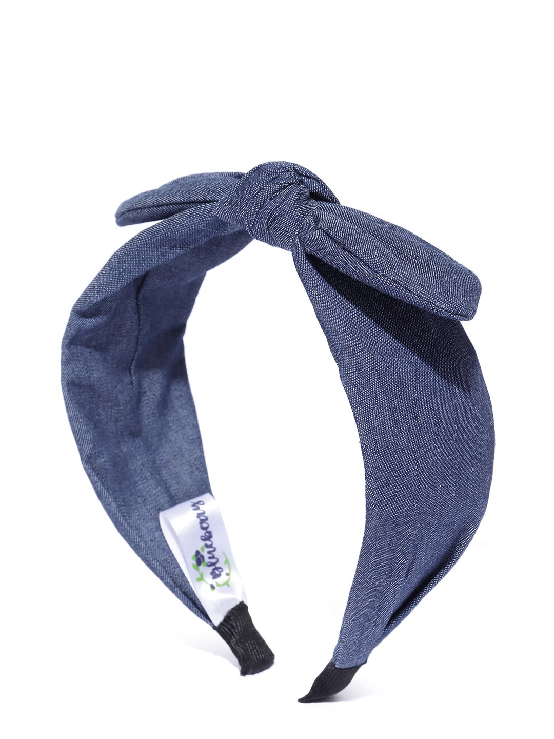 

Blueberry Women Navy Blue Chambray Hairband with Bow Detail