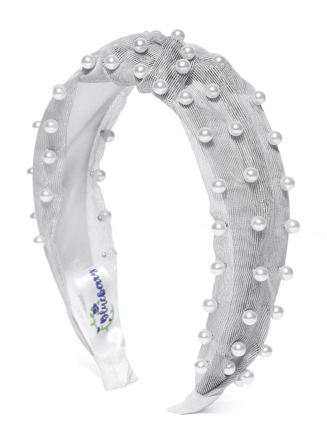 

Blueberry Women Grey & Off-White Beaded Hairband with Knot Detail