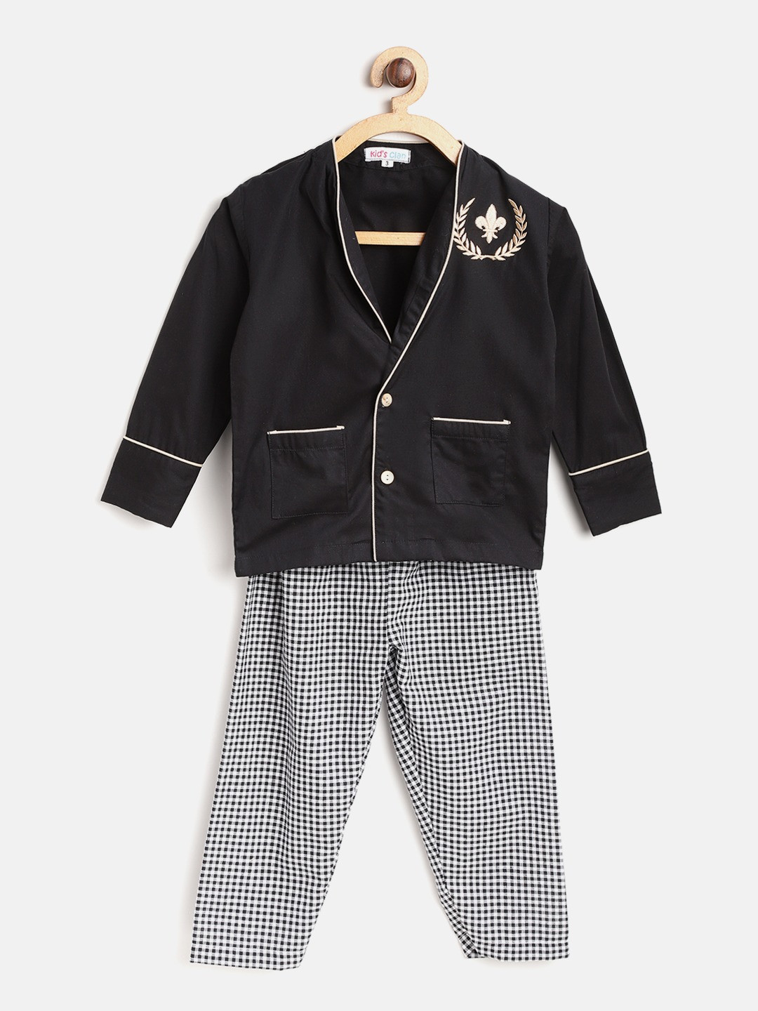 

Kids Clan Kids Black & White Checked Night Suits