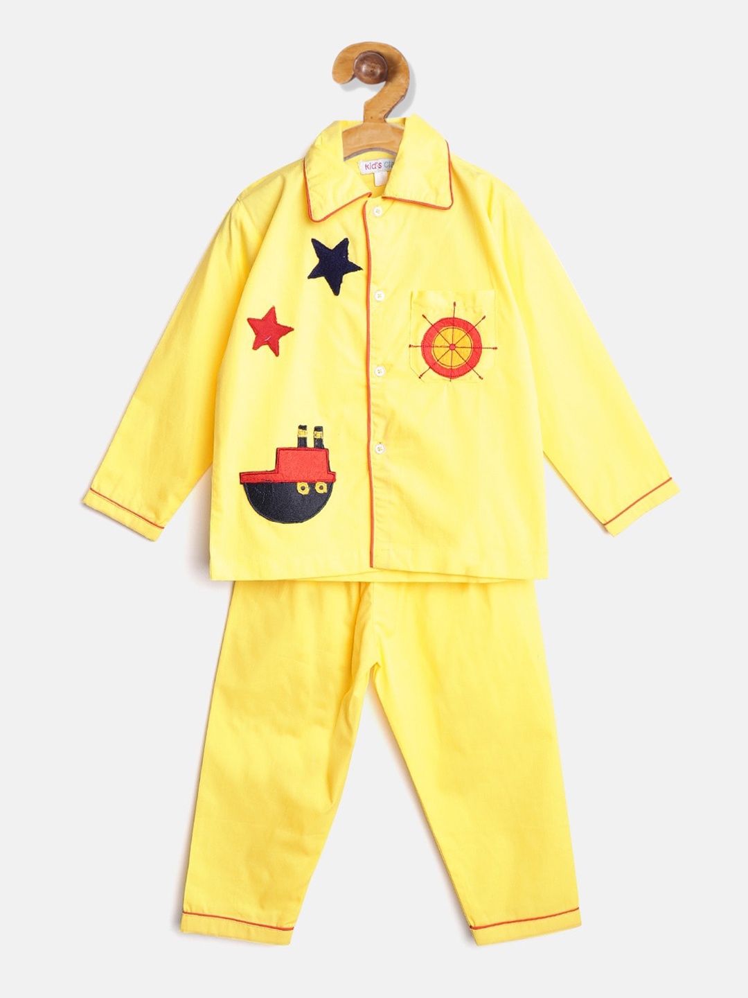 

Kids Clan Unisex Kids Yellow Solid Night Suit