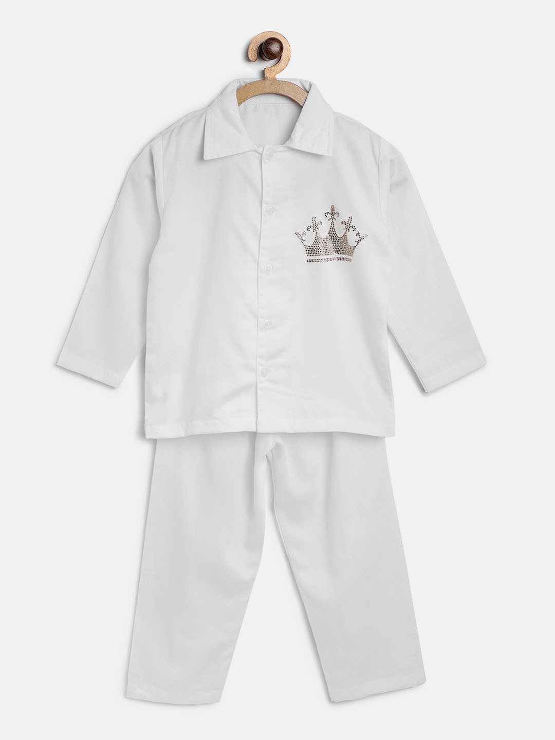 

Kids Clan Unisex Kids White Solid Night Suit