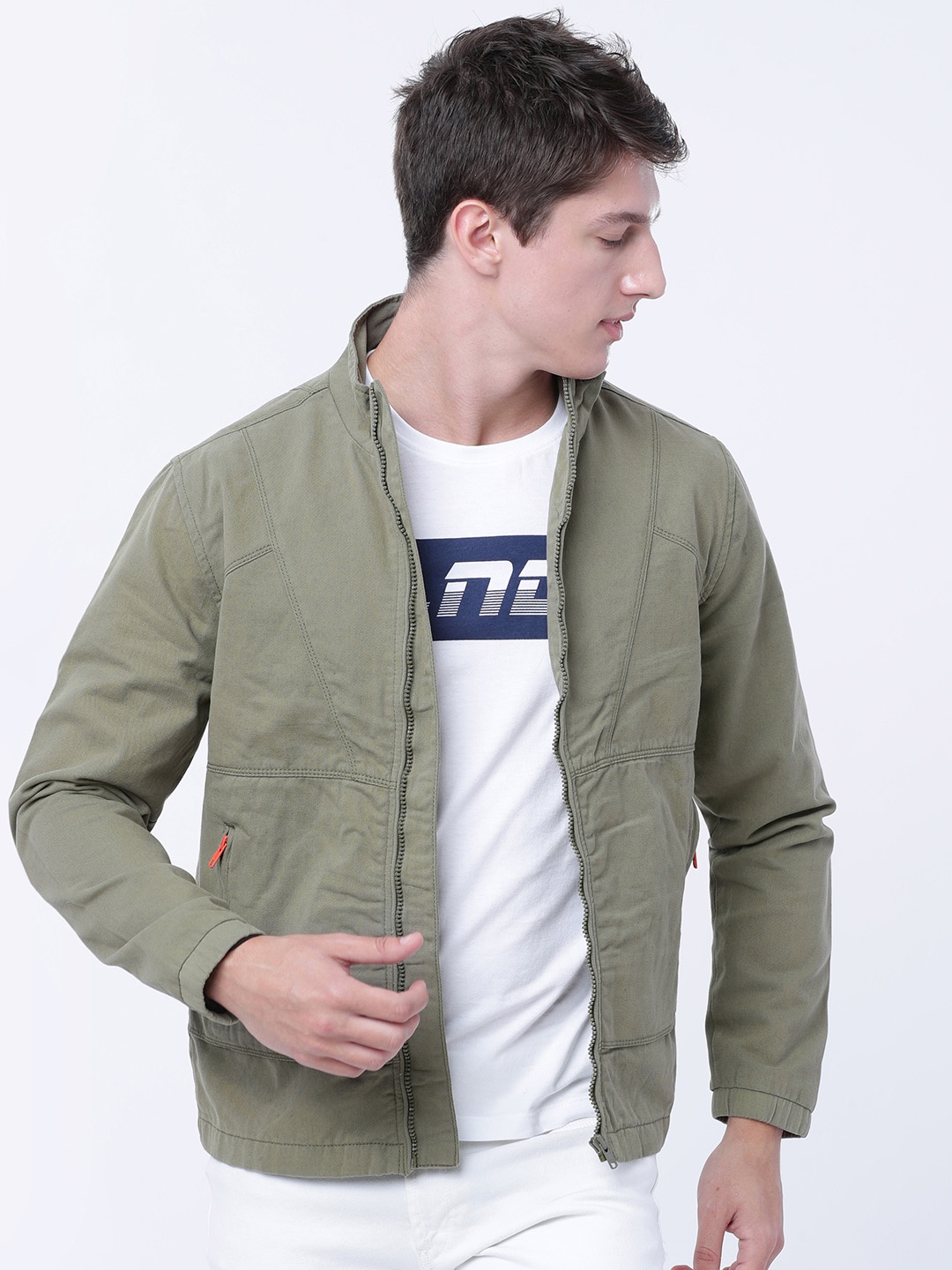 

HIGHLANDER Men Olive Green Solid Padded Jacket