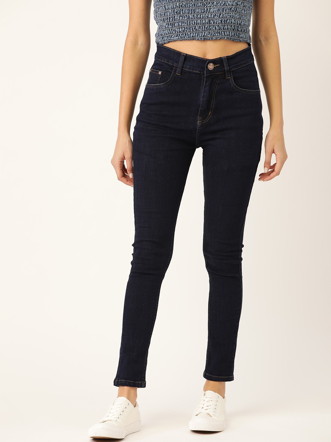 

PARIS HAMILTON Women Navy Blue Slim Fit High-Rise Clean Look Stretchable Jeans
