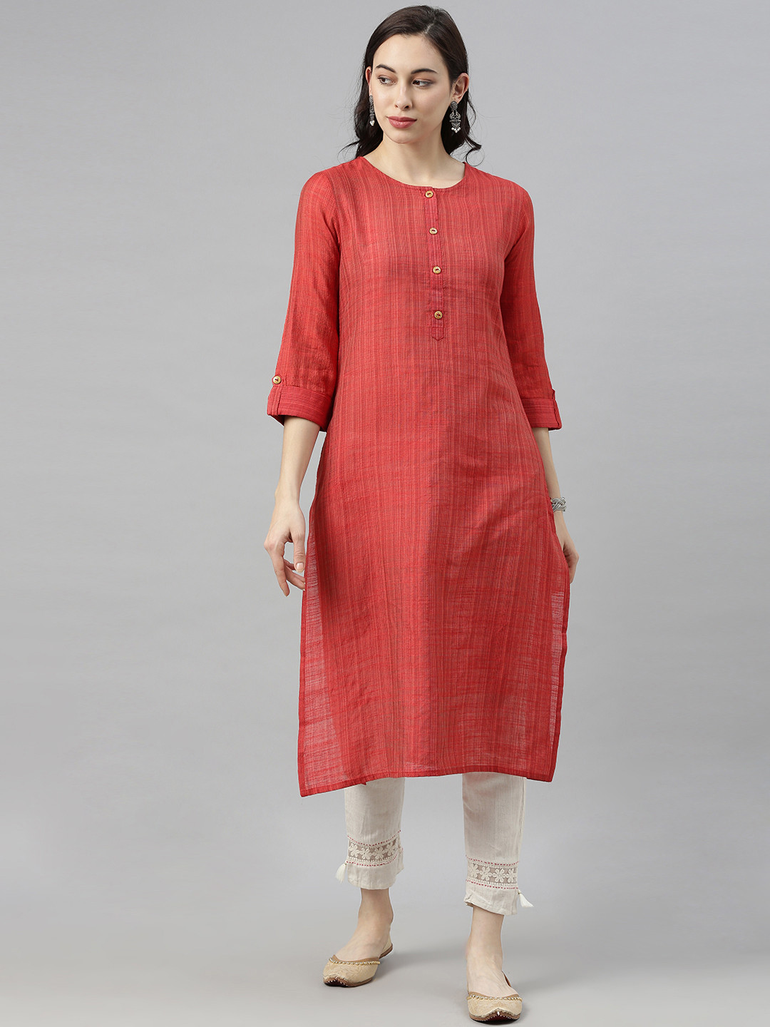 

AHIKA Women Red Striped Kurta