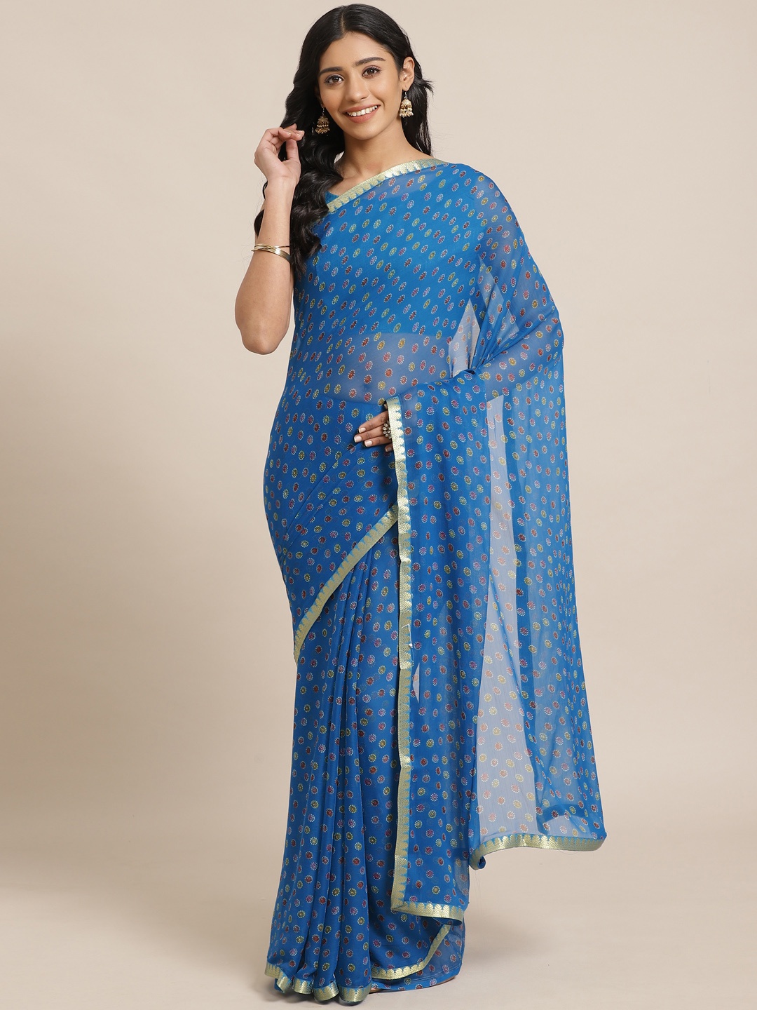 

Saree mall Blue & Red Printed Saree