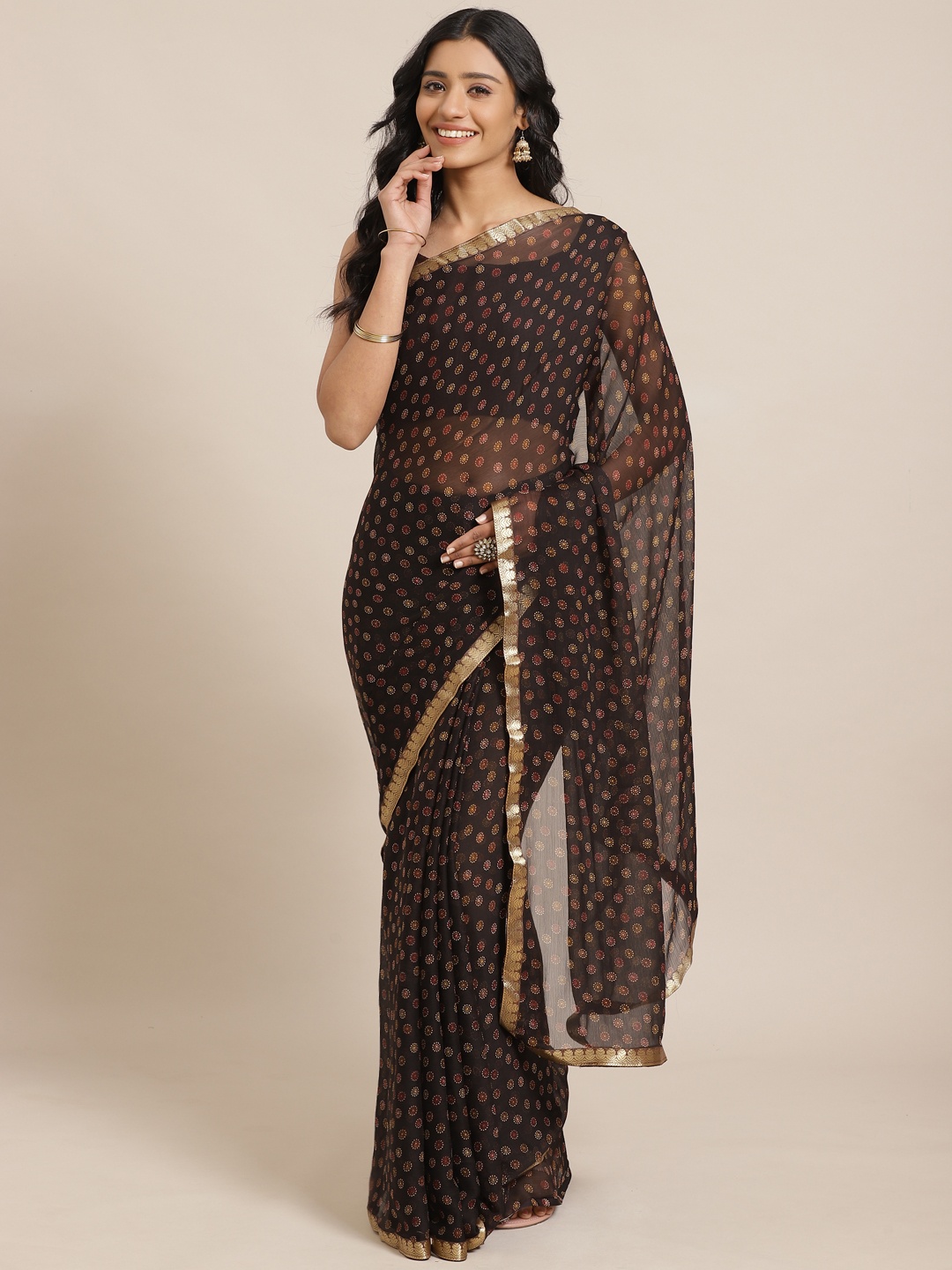 

Saree mall Black & Beige Printed Saree