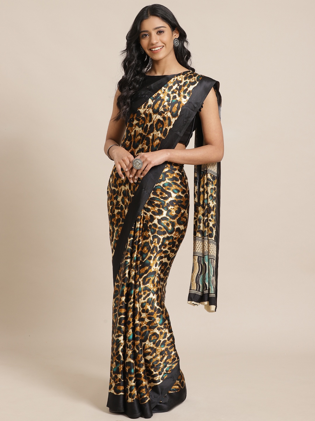 

Saree mall Brown & Beige Leopard Print Saree