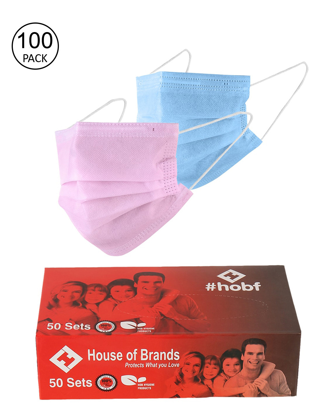 

LONDON FASHION hob Unisex Pack Of 100 3-Ply Ultrasonic Anti-Pollution Disposable Masks, Blue