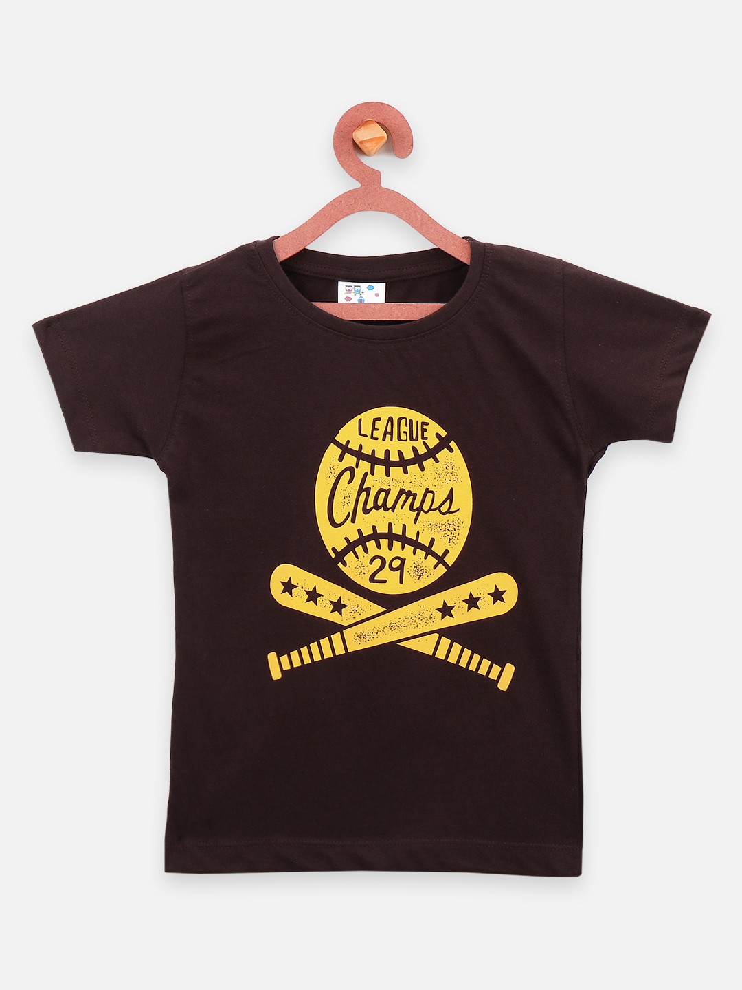 

LilPicks Boys Brown Printed Round Neck T-shirt