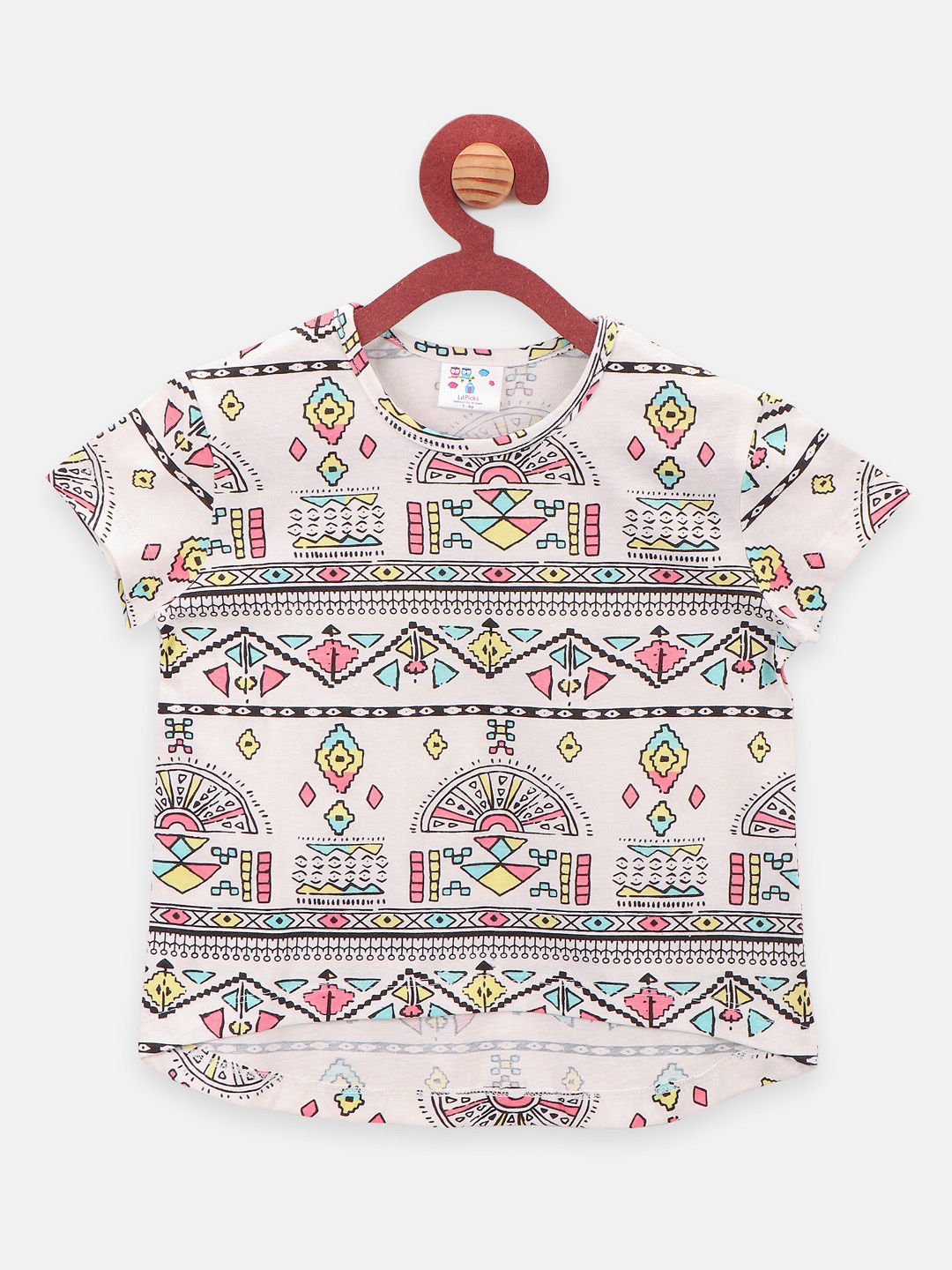 

LilPicks Girls White Printed Pure Cotton Top