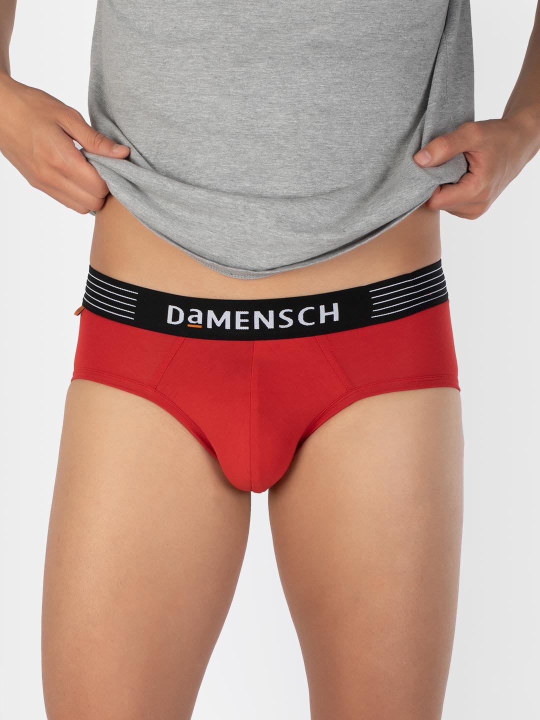 

DAMENSCH Men Deo Cotton Anti Bacterial Briefs DAM-CTS-B-PEB, Red