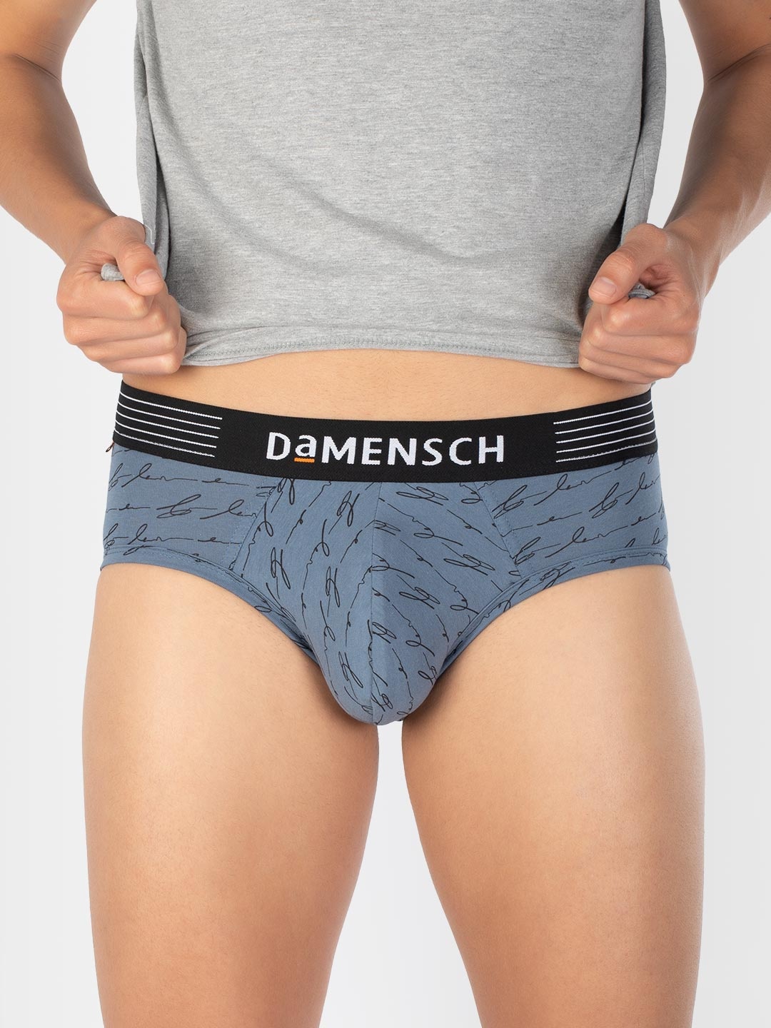 

DAMENSCH Men Deo-Cotton Anti-Bacterial Printed Basic Briefs DAM-CTP-B-WPB, Blue