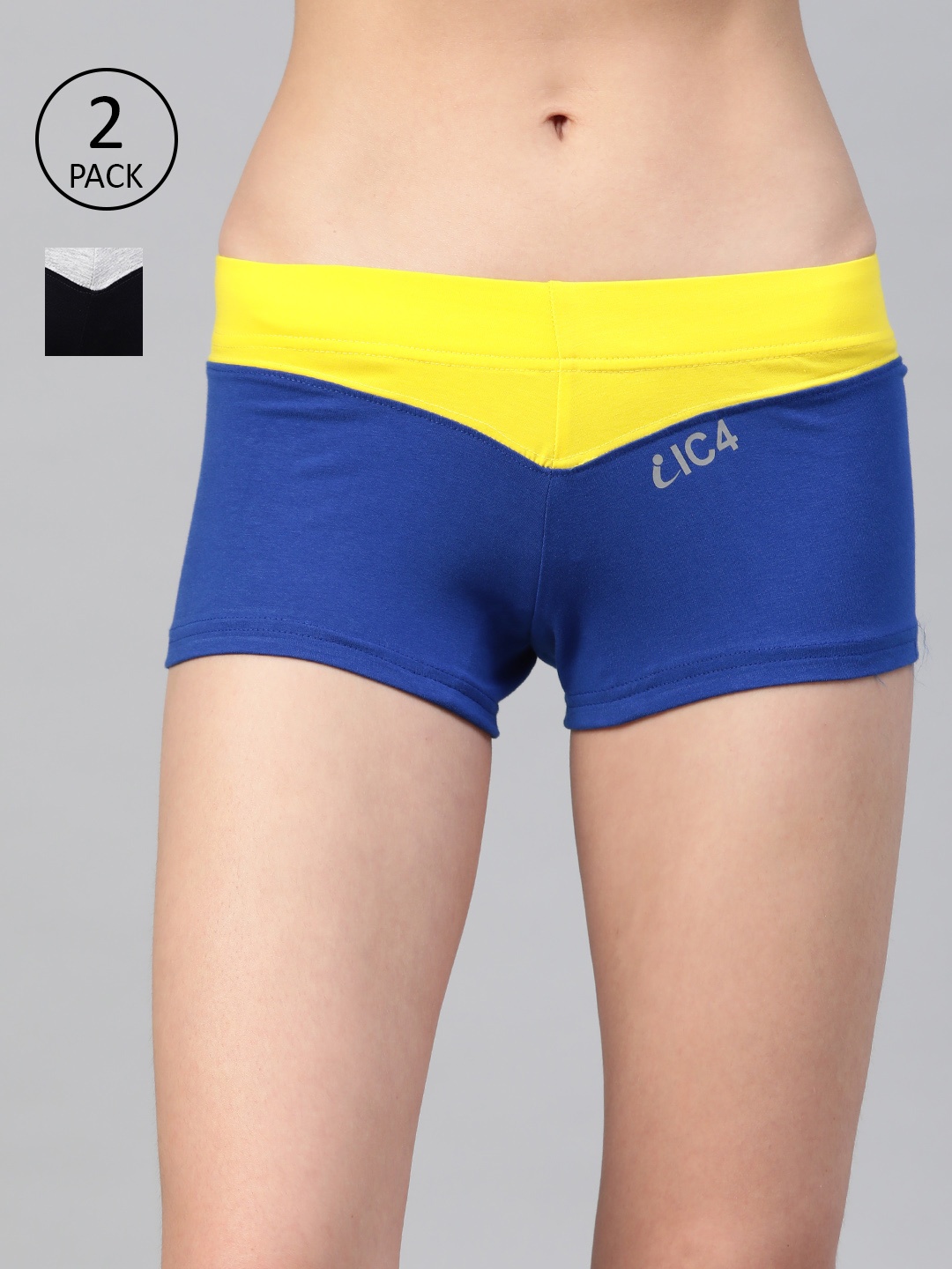 

IC4 Women Pack of 2 Colourblocked Boyshorts 0GN-YRB-1008P2, Navy blue