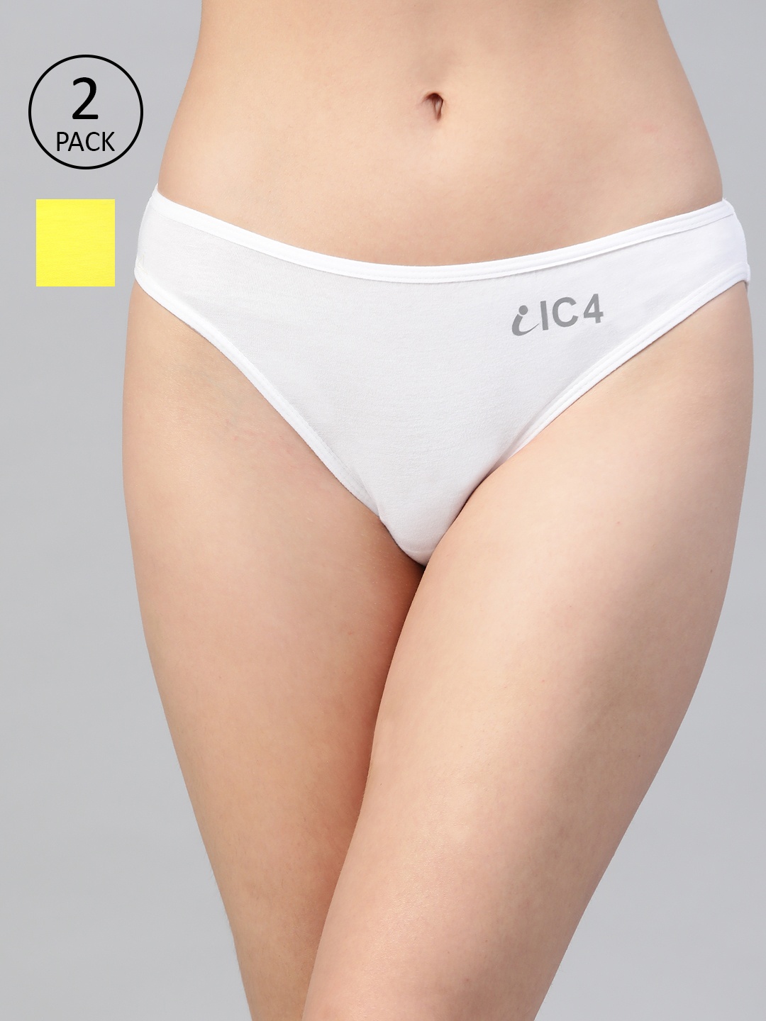 

IC4 Women Pack of 2 Solid Bikini Briefs 0Y-W-1001P2, White
