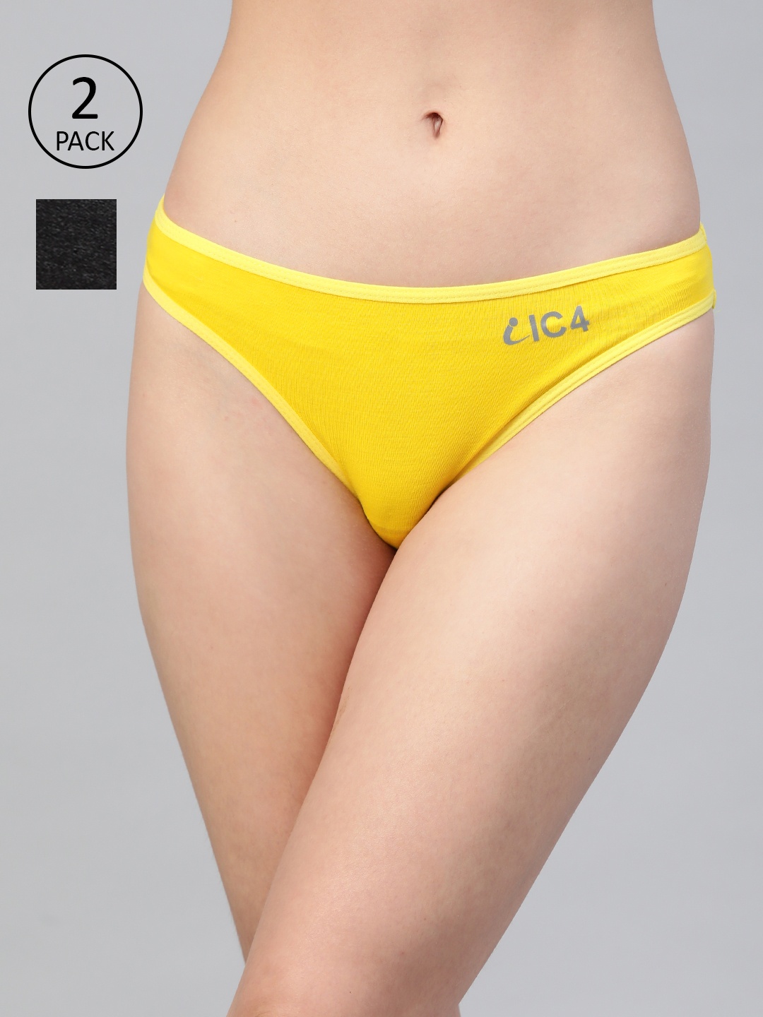 

IC4 Women Pack of 2 Solid Bikini Briefs 0C-Y-1001P2, Yellow
