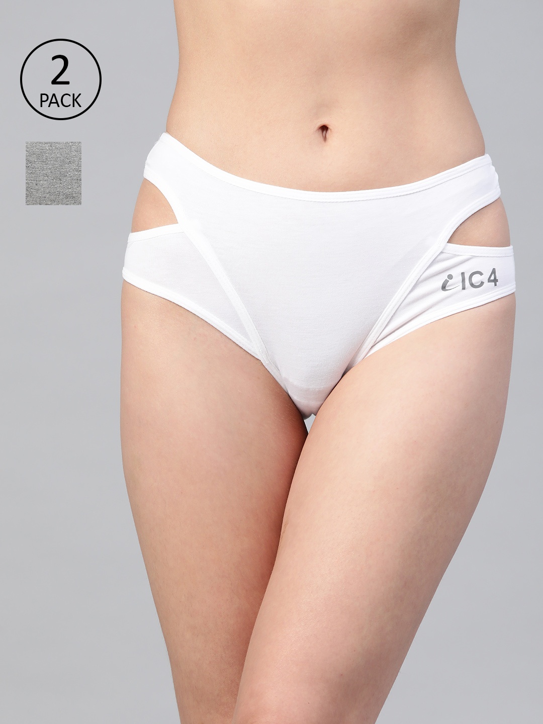 

IC4 Women Pack of 2 Solid Hipster Briefs 0GW1004P2, White