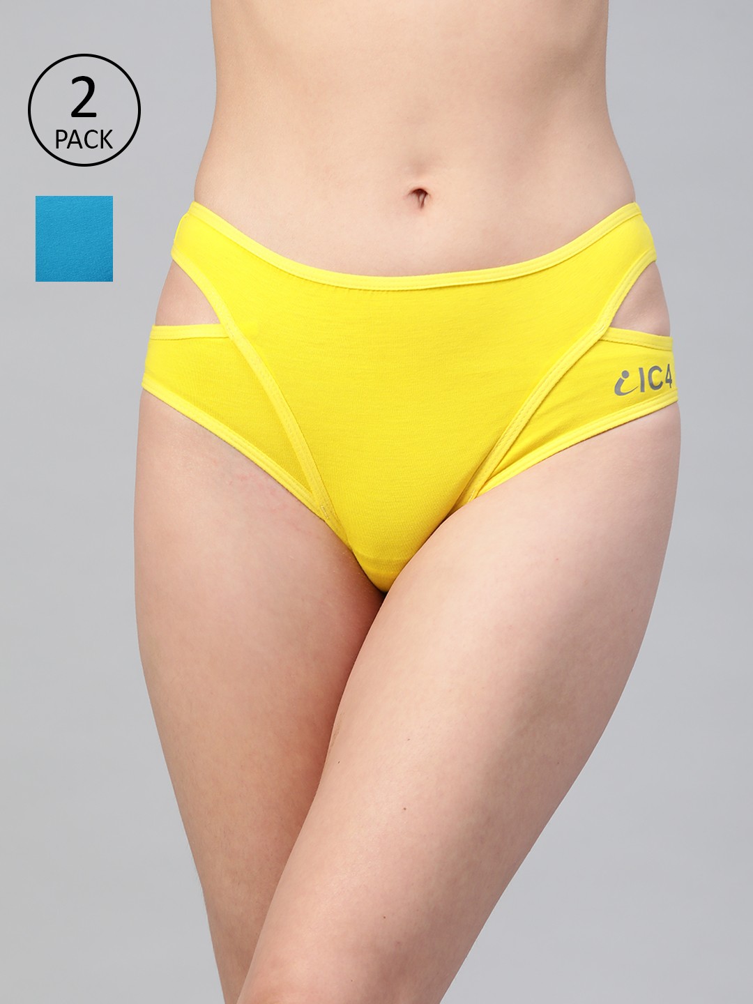 

IC4 Women Pack of 2 Solid Hipster Briefs 0TY1004P2, Yellow