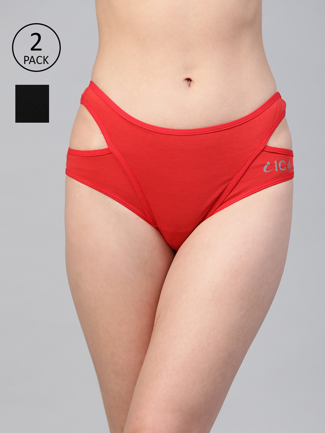 

IC4 Women Pack of 2 Solid Hipster Briefs 0BR1004P2, Red