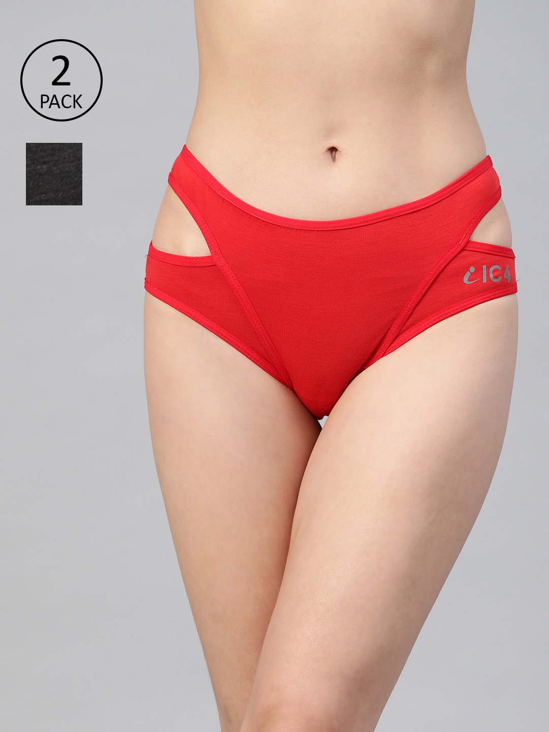 

IC4 Women Pack of 2 Solid Hipster Briefs 0CR1004P2, Red