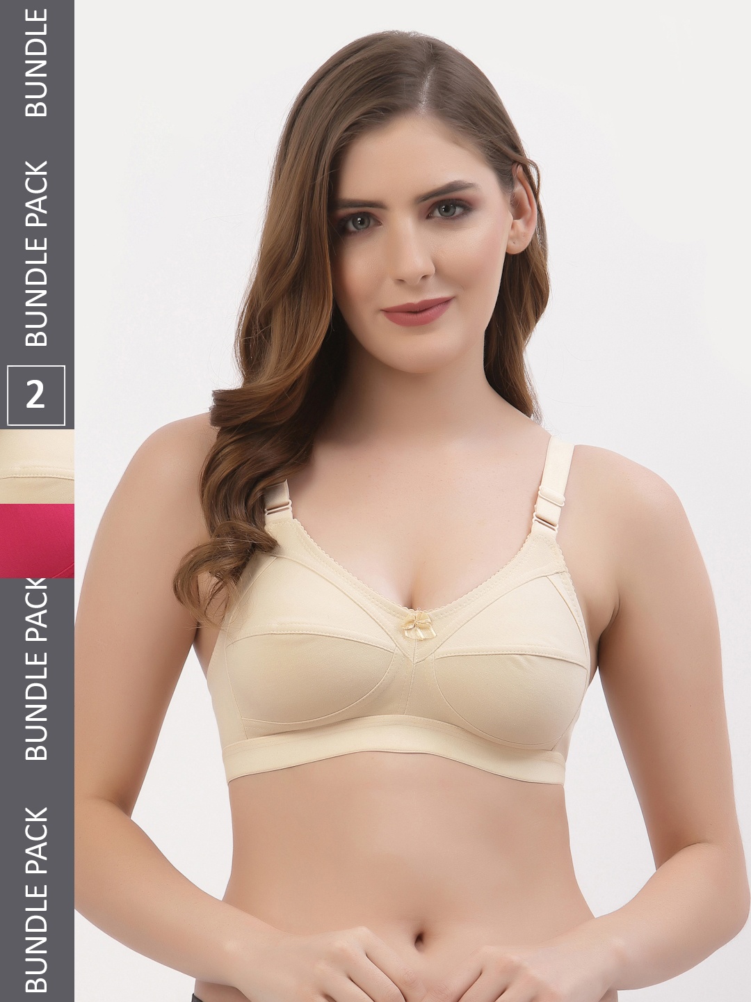 

Floret Pack Of 2 Solid Non-Wired Non-Padded Everyday Bra T3061, Beige