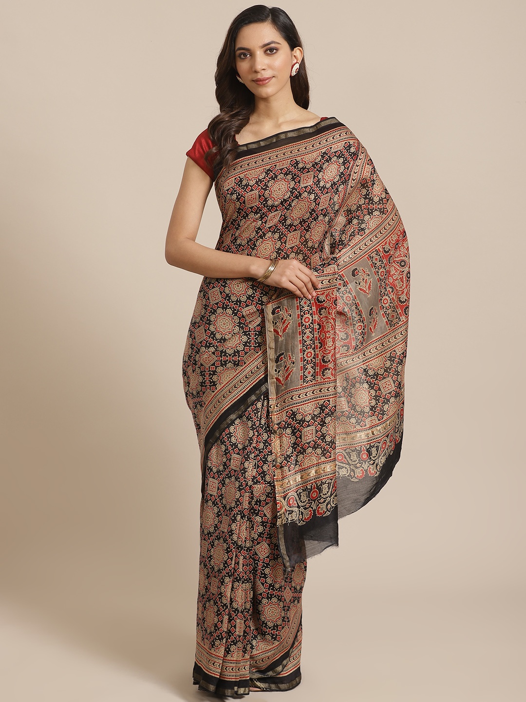 

Libas Black & Beige Printed Saree