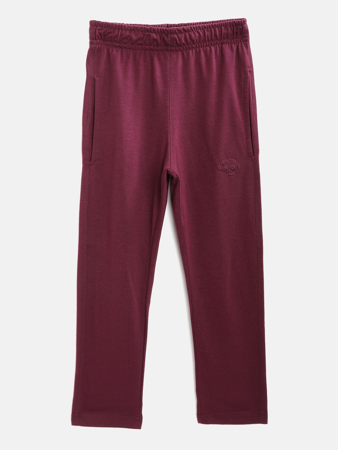 

CHIMPRALA Kids Burgundy Solid Cotton Antimicrobial Track Pants