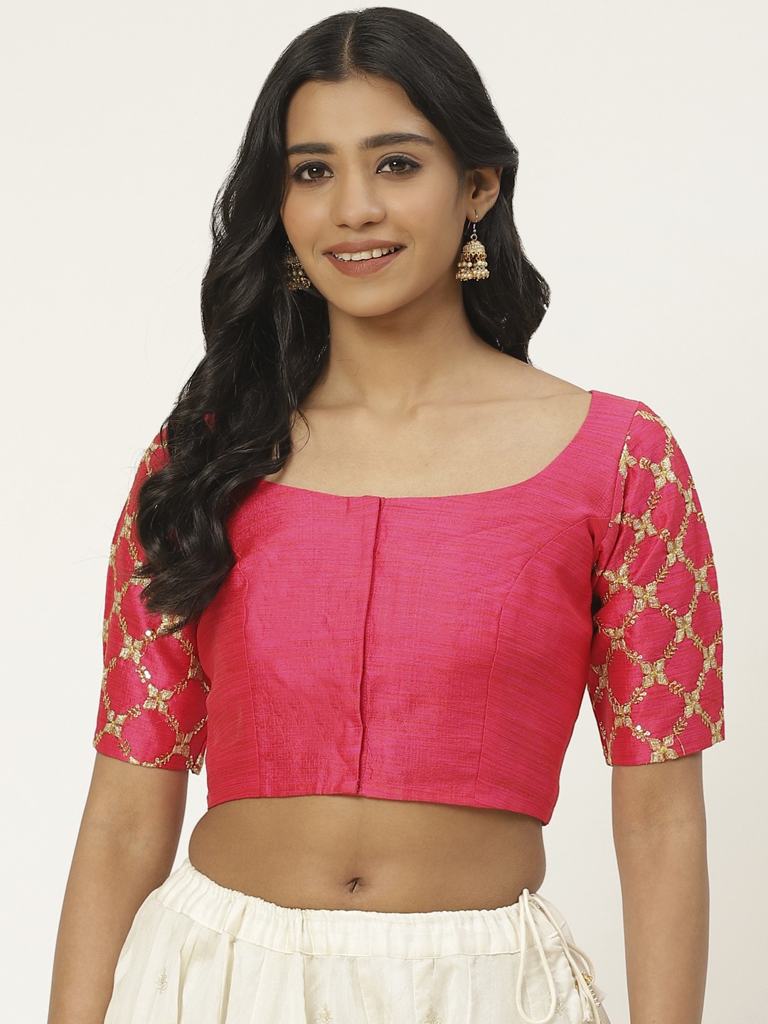 

Studio Shringaar Women Pink Solid Saree Blouse