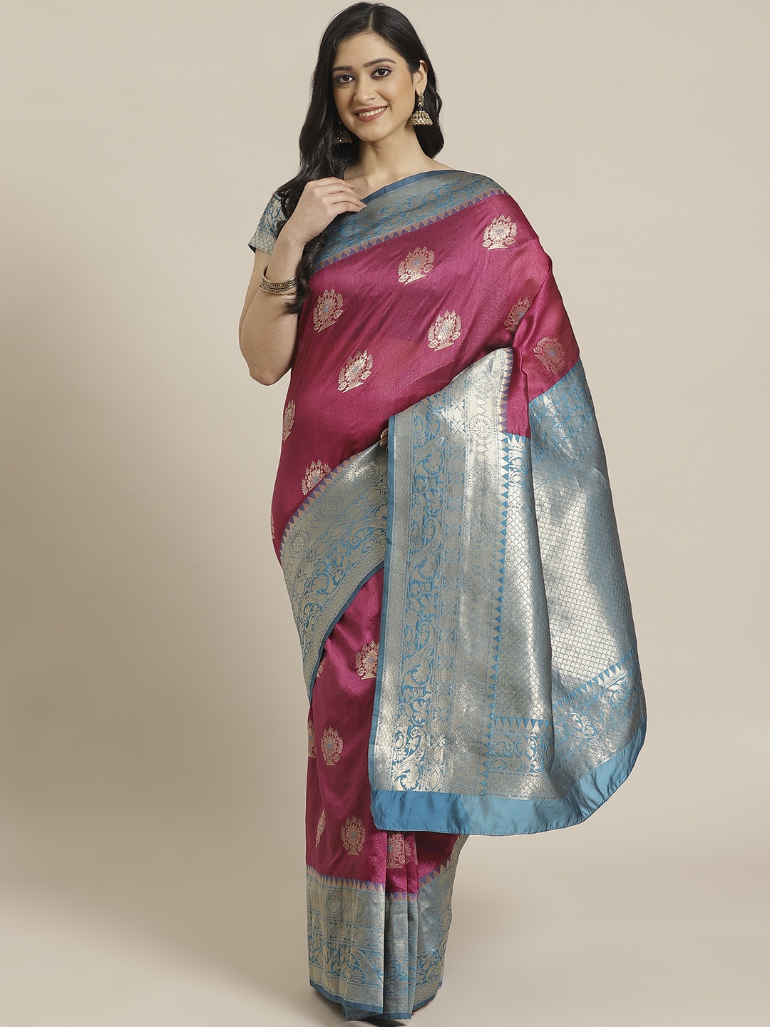 

Readiprint Fashions Maroon & Golden Woven Design Banarasi Saree