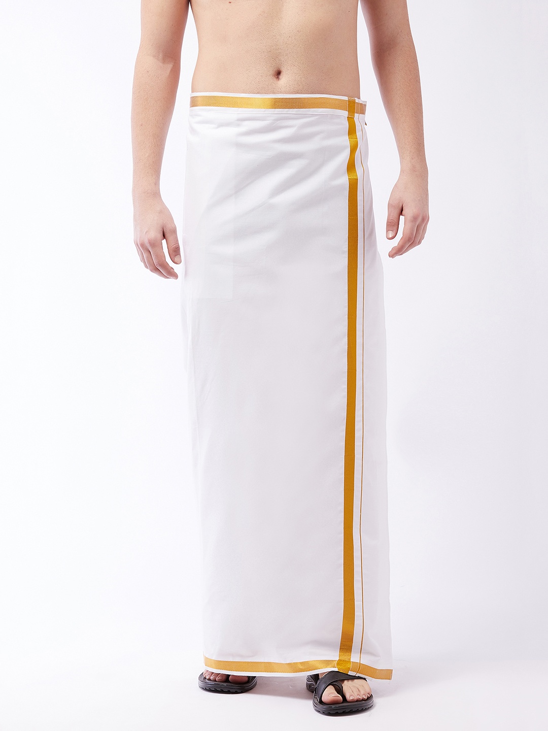 

VASTRAMAY Men White Solid Cotton Dhoti