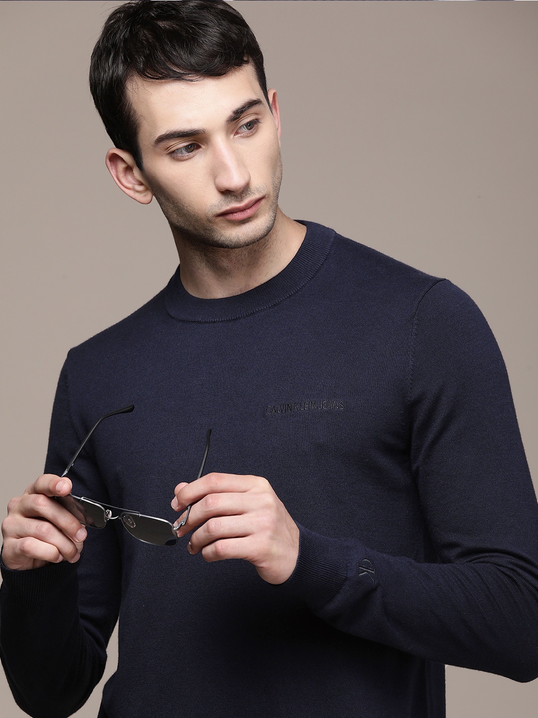 

Calvin Klein Jeans Men Navy Blue Printed Pullover Sweater