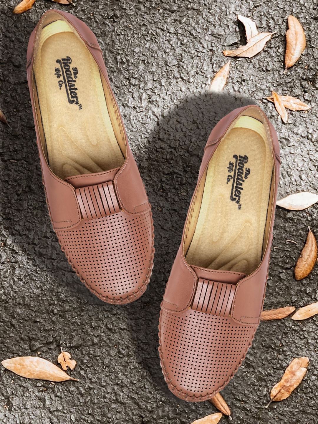 

The Roadster Lifestyle Co Women Brown Perforated Ballerinas