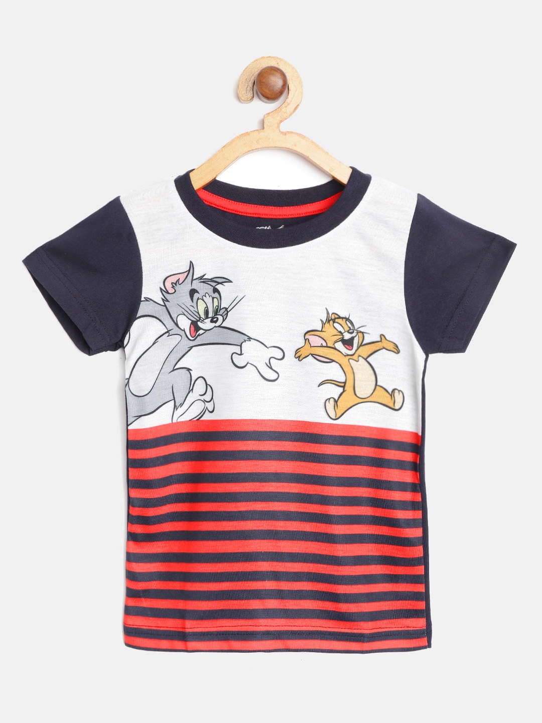 

Eteenz Boys Grey & Red Tom & Jerry Print Round Neck T-shirt