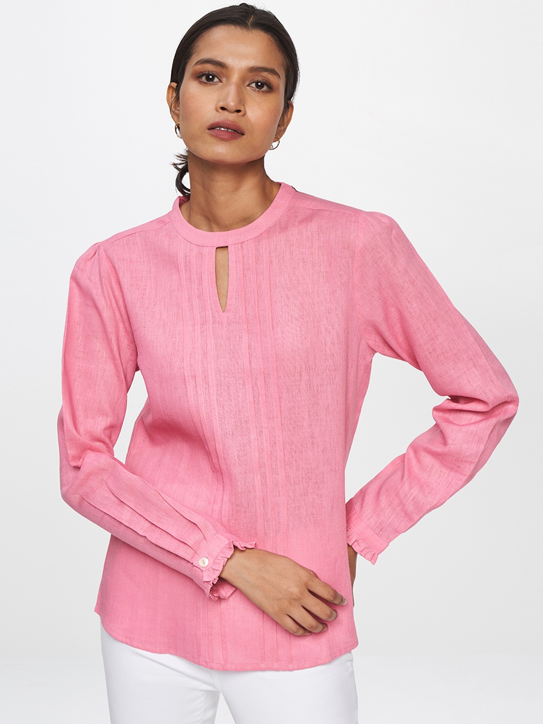 

AND Pink Linen Regular Top