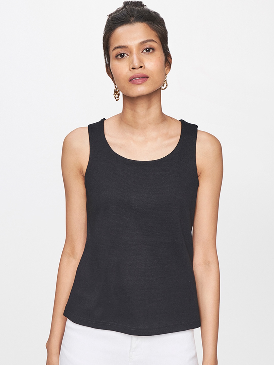 

AND Black Solid Tank Top