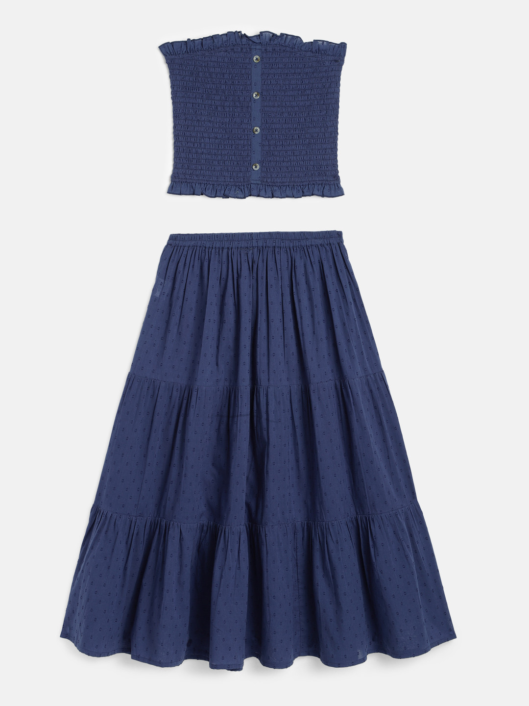 

Global Desi Girls Blue Self Design Top with Skirt