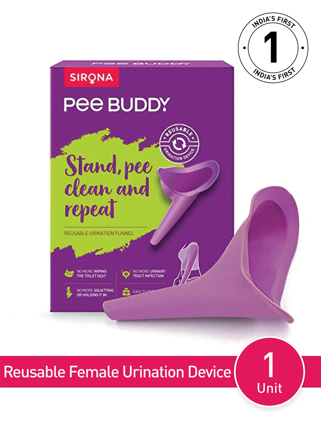 

PEEBUDDY Women Stand And Pee Reusable Portable Urination Funnel, Purple