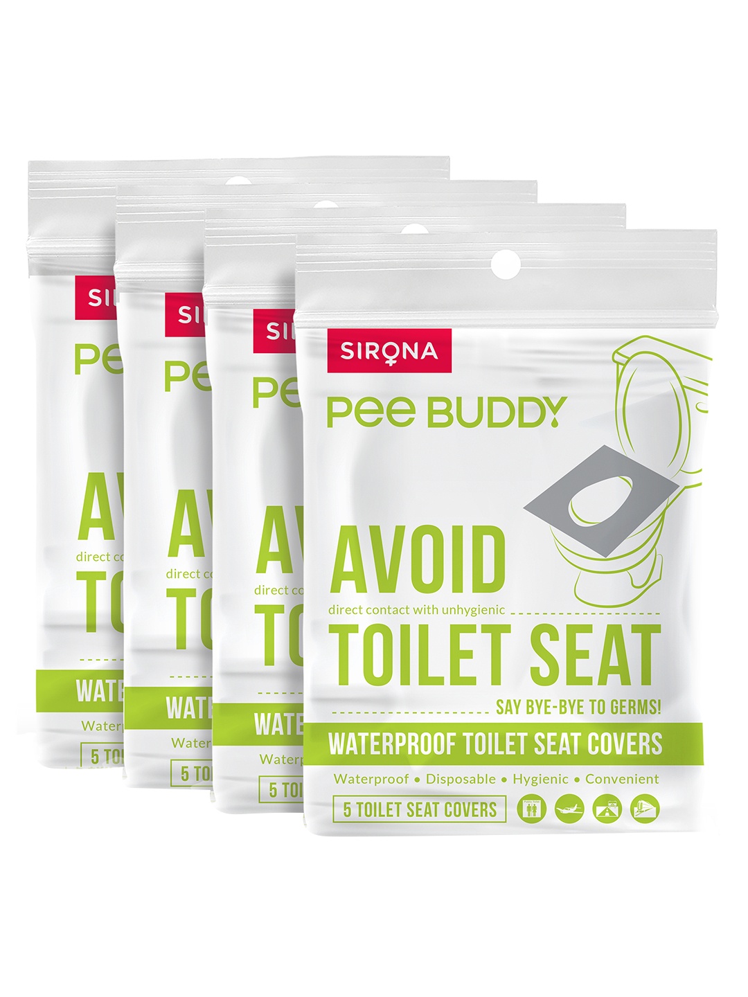 PEEBUDDY Unisex 20 Sheets Waterproof Toilet Seat Covers, White