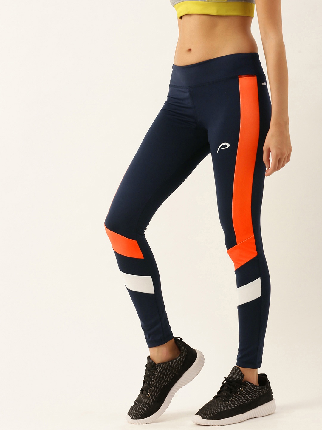 

Proline Active Women Navy Blue Striped Ankle Length Tights