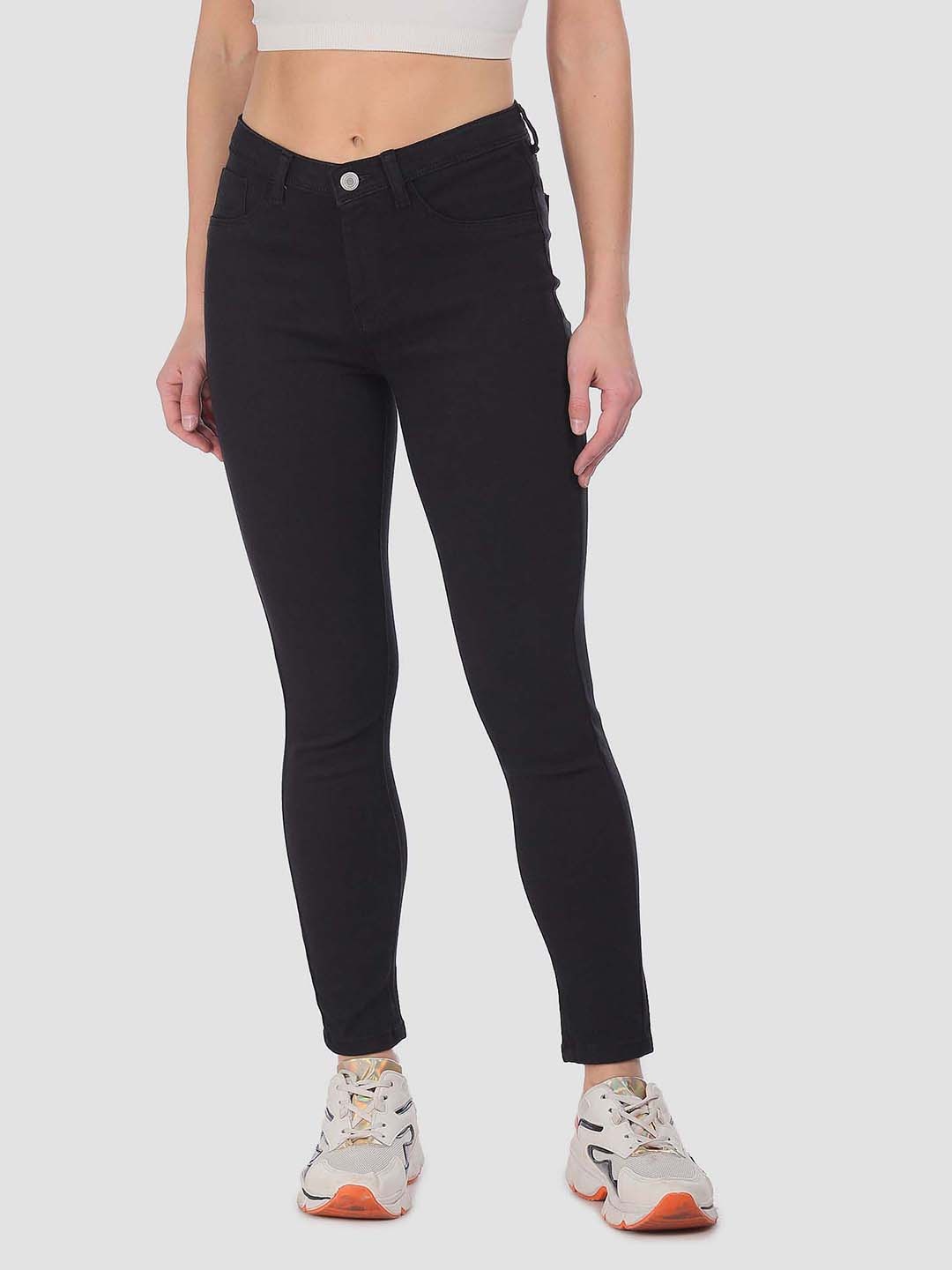 

Flying Machine Women Black Regular Fit Mid-Rise Clean Look Stretchable Jeans