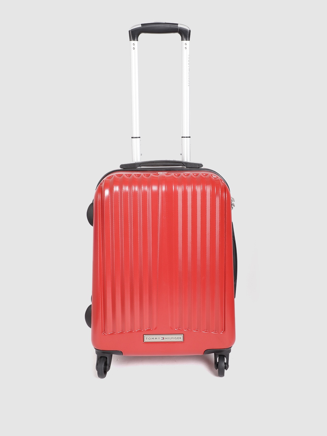 

Tommy Hilfiger Red 360 Degree Rotation 4 Wheels Cabin Hard Trolley Suitcase