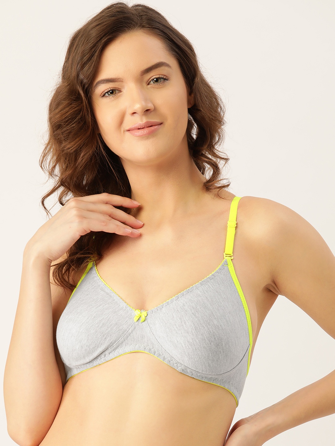 

Innocence Grey Melange Solid Non-Wired Non Padded T-shirt Bra BBAPLIN90456_28B