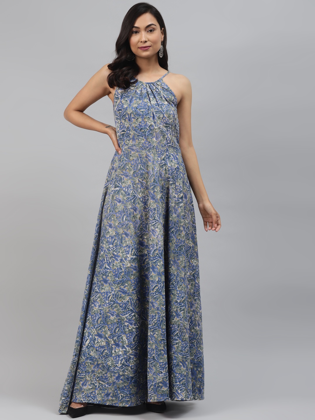 

Rangpur Women Blue & Green Printed Handcrafted Maxi Dress