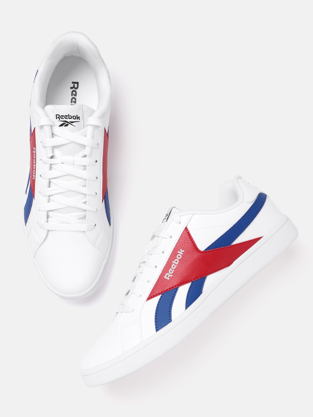 

Reebok Classic Men White & Blue Brand Logo Print Freerider Sneakers