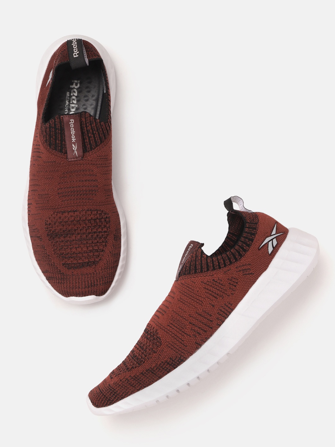 

Reebok Men Burgundy & Black Woven Design Druhan Slip-On Sneakers