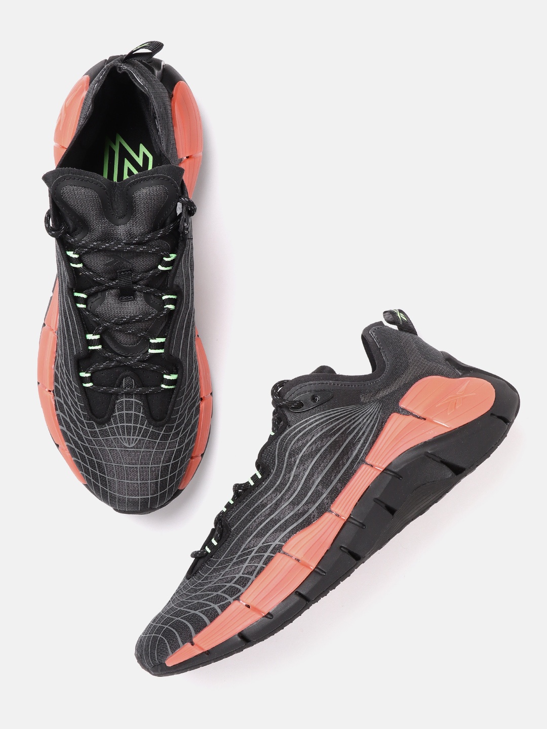 

Reebok Unisex Black & Grey Textured Zig Kinetica II Running Shoes